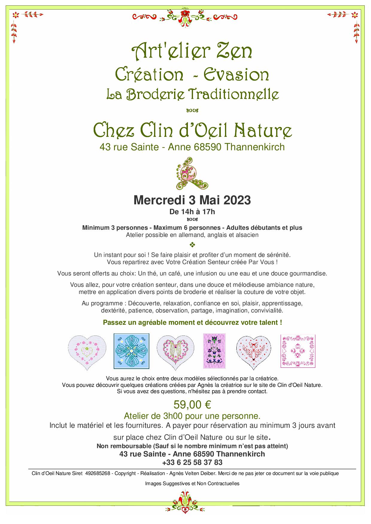 Art'elier Zen Evasion-Broderie 3 Mai 2023