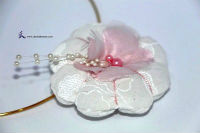 Collier fleur perles rose et blanches-0005